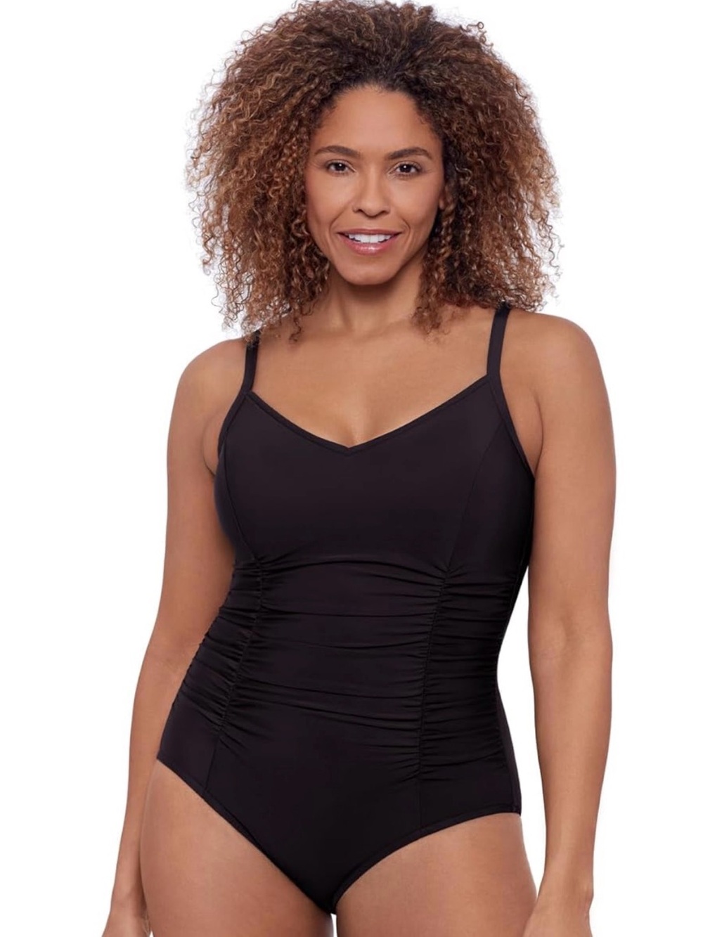 Aqua Green Black Ruched One-Piece Swimsuit (Size 2X) NWT
